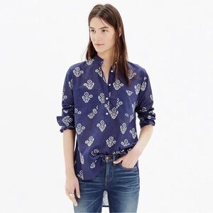 Madewell | 100% Cotton Floral Poplin Flower Stamp Blouse
